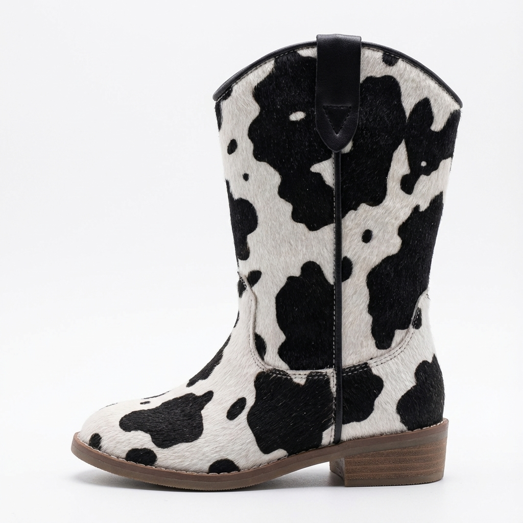 Santiag mi-haute multicolore Simili Cuir Fille - Motif peau de vache