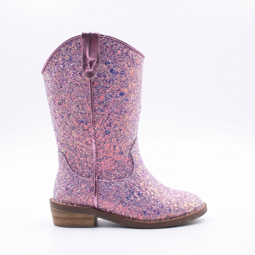 Santiag mi-haute rose à paillettes Synthétique Fille