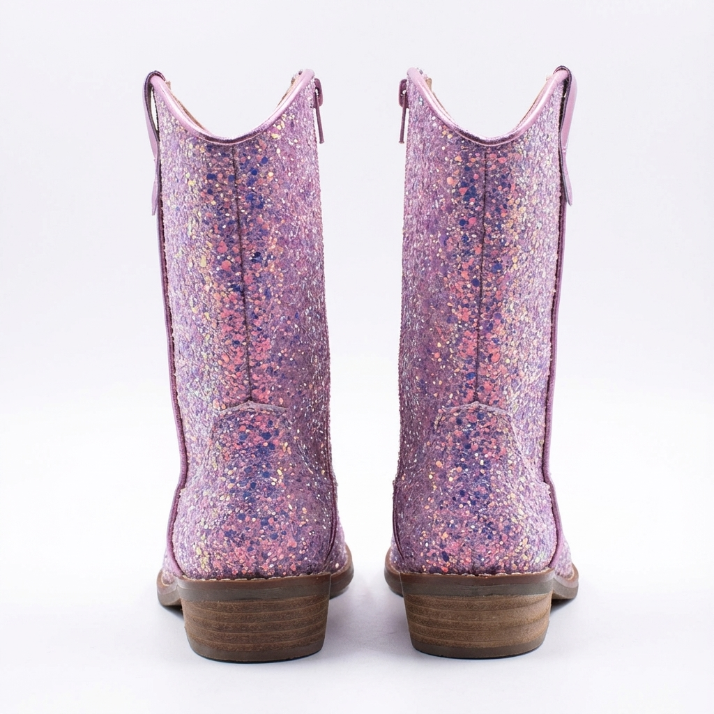 Santiag mi-haute rose à paillettes Synthétique Fille