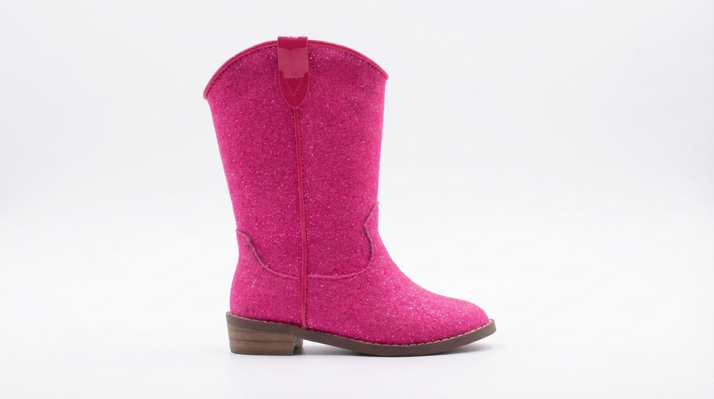 Santiag mi-haute rose Simili Cuir Fille - Effet brillant, coutures