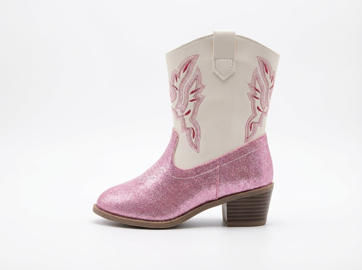 Santiag basse rose à paillettes Synthétique Fille - Broderies western