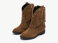 Santiag haute marron Daim Fille - Franges longues