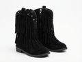 Santiag haute noir Cuir Fille - Franges, clous argentés