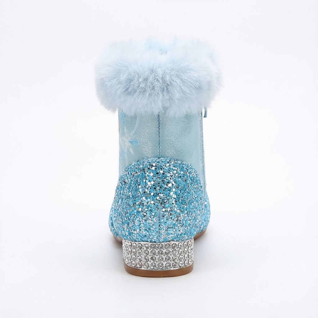 Santiag mi-haute bleu à paillettes Synthétique Enfant - Fausse fourrure