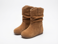 Santiag mi-haute marron clair Daim Synthétique Fille - Coutures épurées
