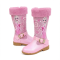 Santiag haute rose Simili Cuir Fille - Broderies, fourrure