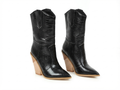 Santiag mi-haute noir Simili Cuir Femme - Effet crocodile, talon carré