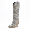 Santiag mi-haute gris Daim Femme - Motif serpent