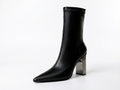 Bottine noir Simili Cuir Femme - Talon métallisé