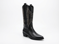 Santiag haute noir Simili Cuir Femme - Broderies western, bout pointu