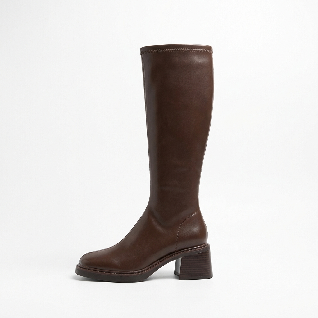 Botte haute marron Simili Cuir Femme - Style western