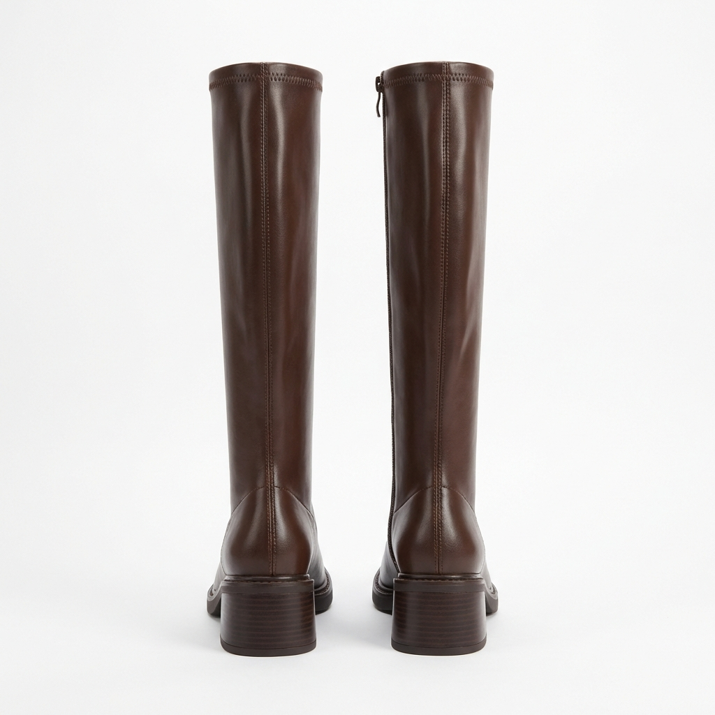 Botte haute marron Simili Cuir Femme - Style western