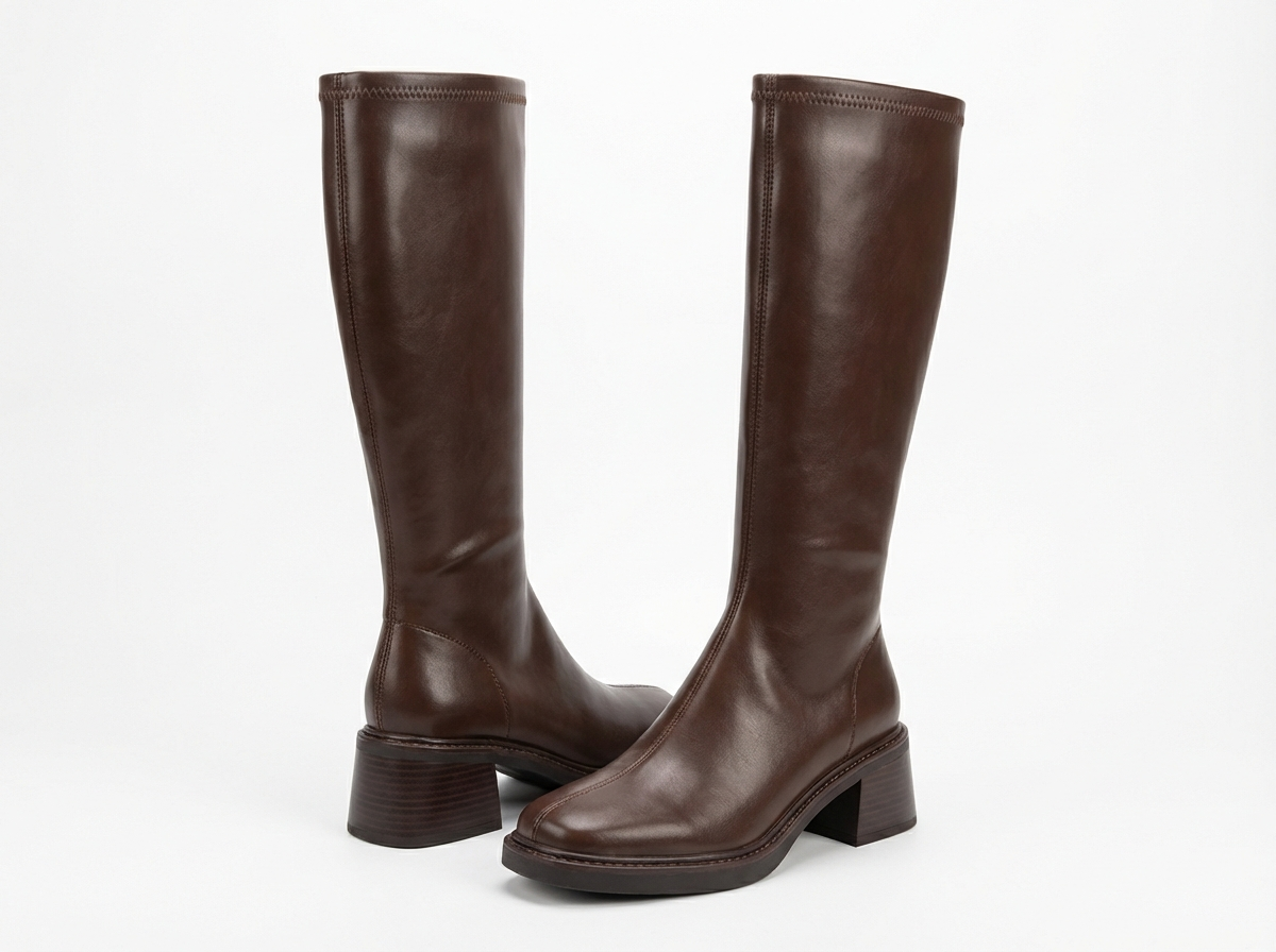 Botte haute marron Simili Cuir Femme - Style western