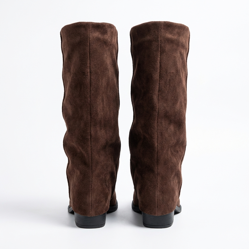 Santiag haute marron Daim Femme - Style minimaliste