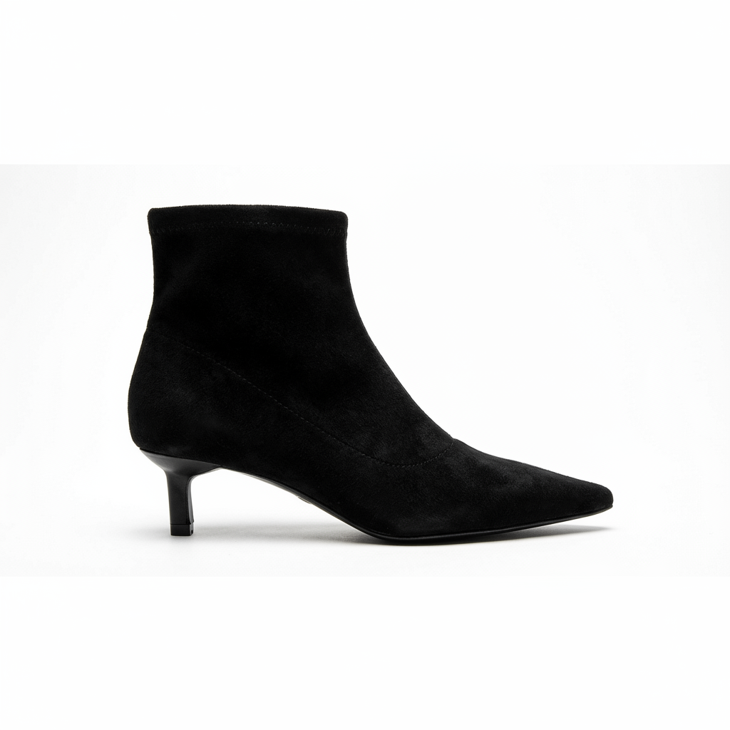 Bottine à talon noir Daim Femme - Bout pointu