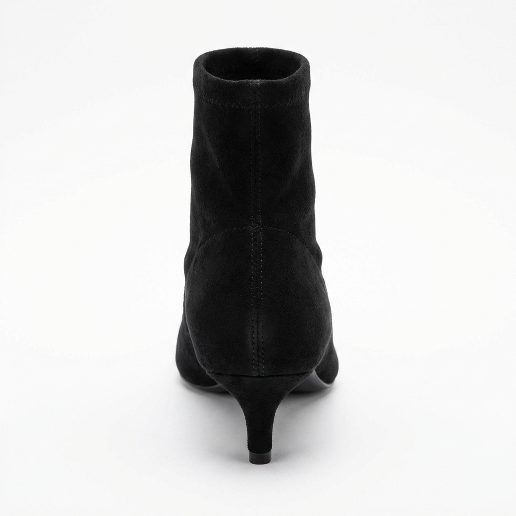 Bottine à talon noir Daim Femme - Bout pointu