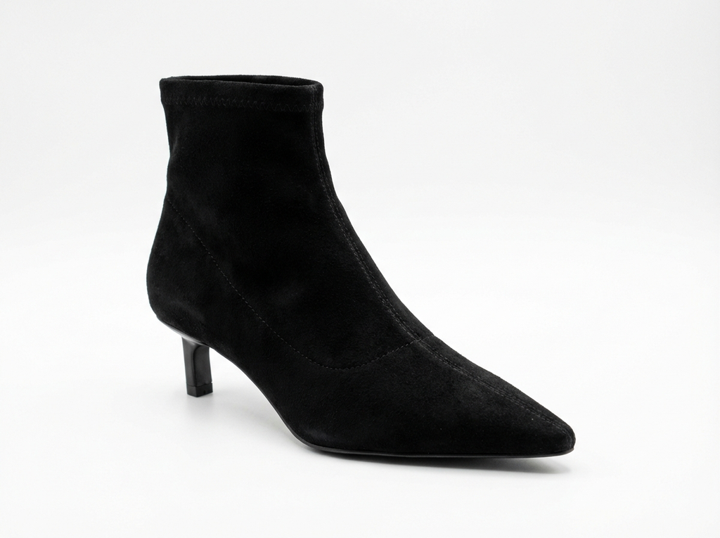 Bottine à talon noir Daim Femme - Bout pointu