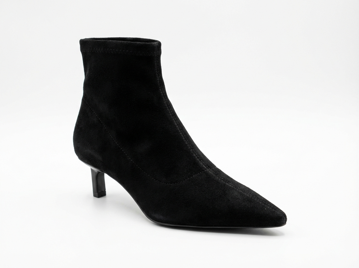 Bottine à talon noir Daim Femme - Bout pointu