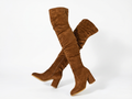 Botte haute marron Daim Synthétique Femme - Style western, talon carré