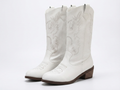 Santiag mi-haute blanc Synthétique Femme - Broderies western