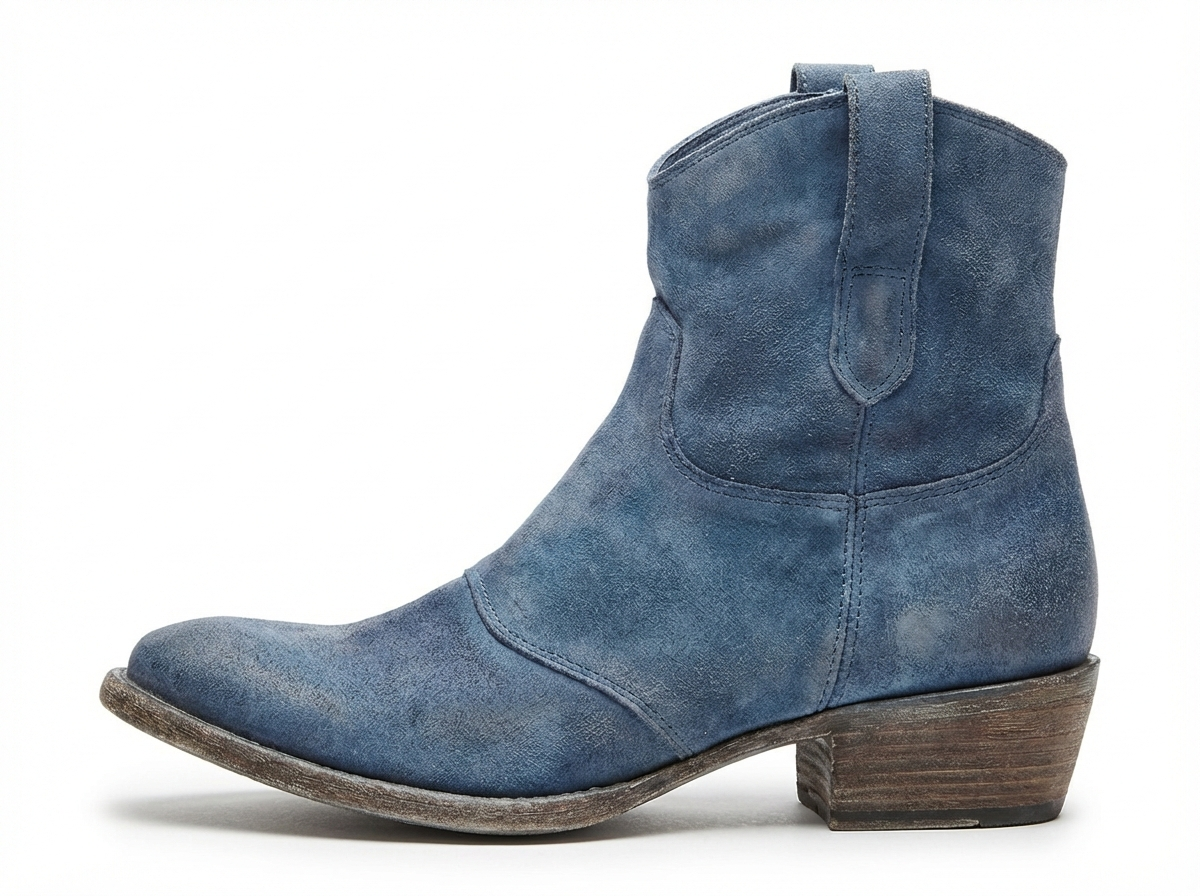 Santiag basse bleu Simili Cuir Femme - Bout pointu