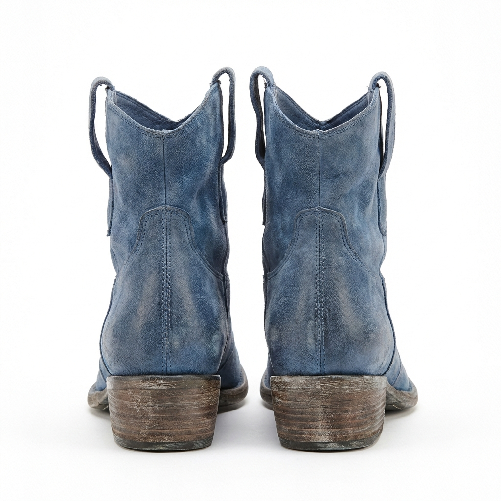 Santiag basse bleu Simili Cuir Femme - Bout pointu