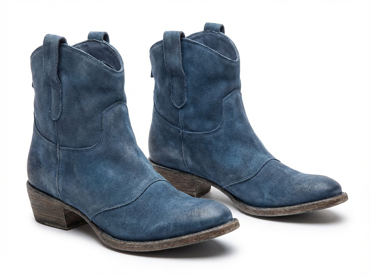 Santiag basse bleu Simili Cuir Femme - Bout pointu
