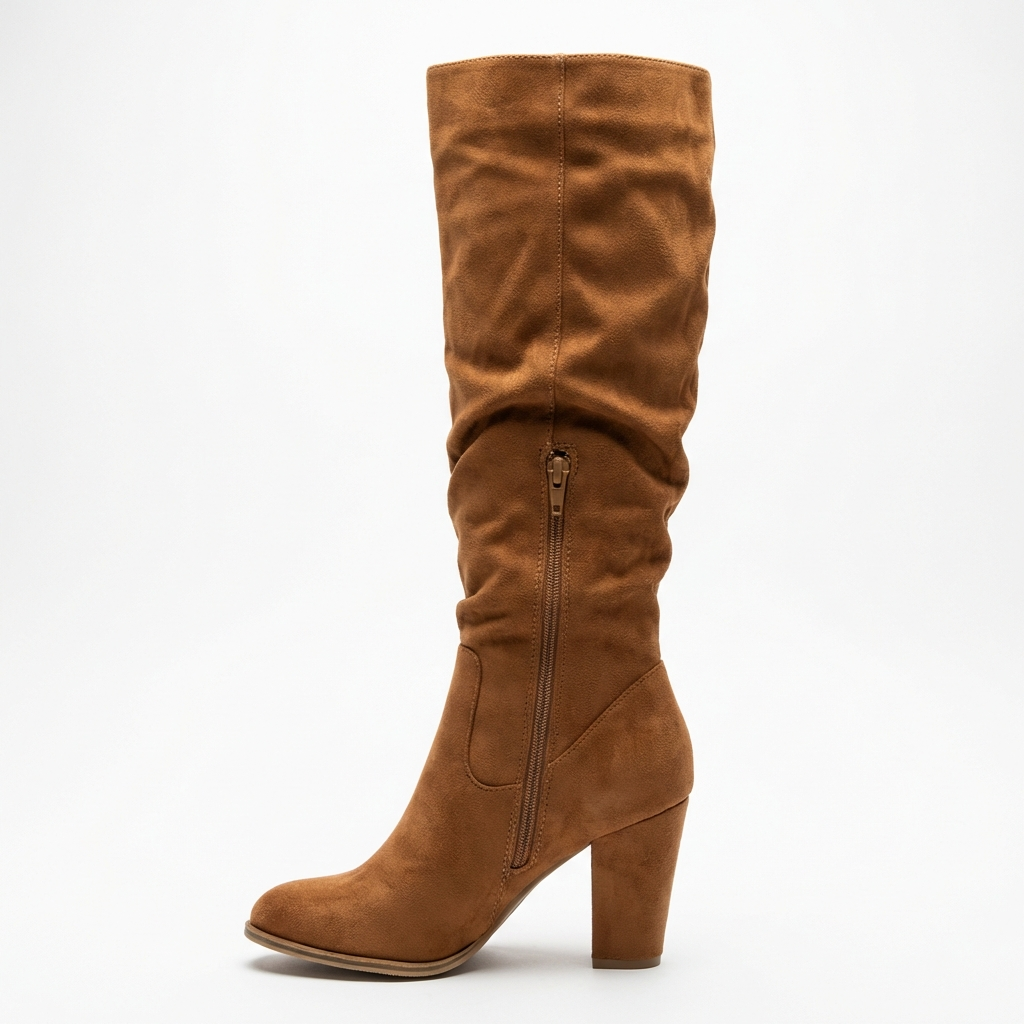 Botte haute marron Daim Synthétique Femme - Zip