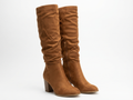 Botte haute marron Daim Synthétique Femme - Zip
