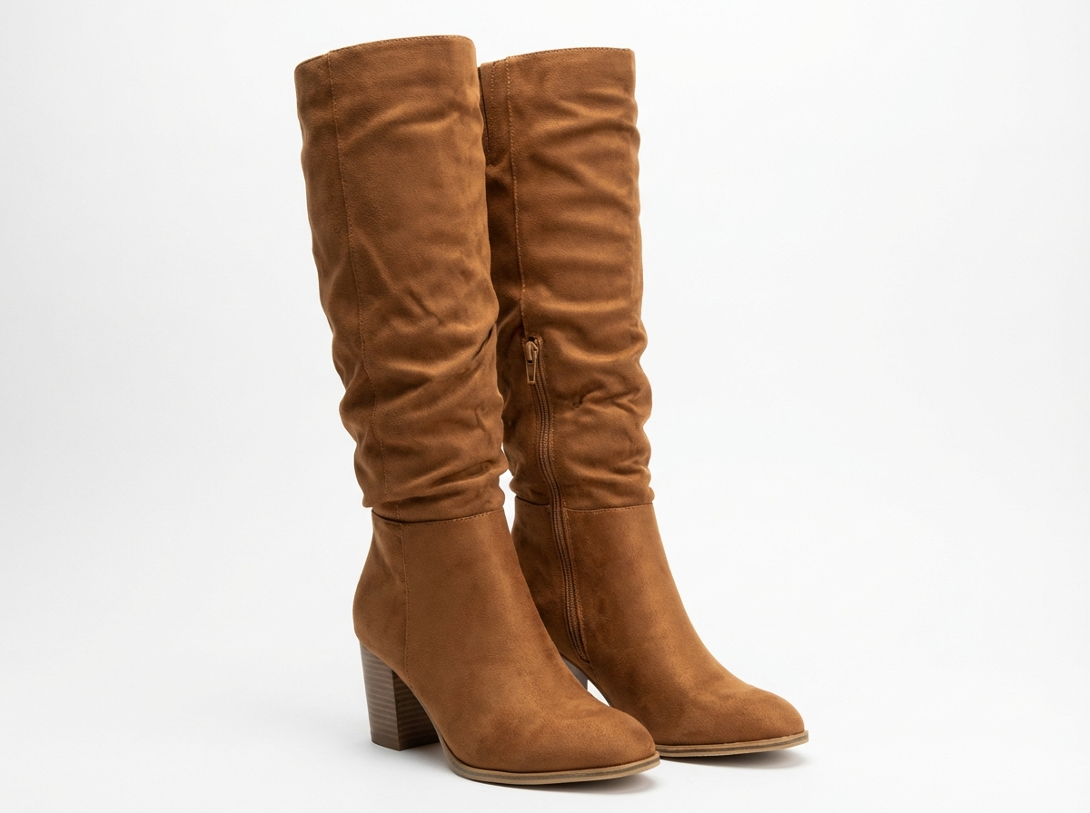 Botte haute marron Daim Synthétique Femme - Zip