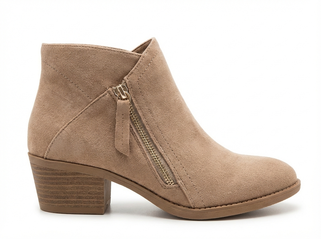 Santiag basse beige Daim Femme - Zip