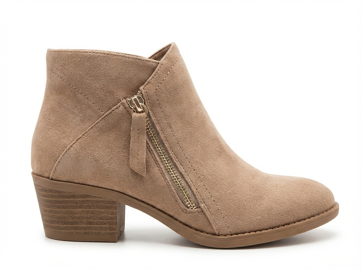 Santiag basse beige Daim Femme - Zip