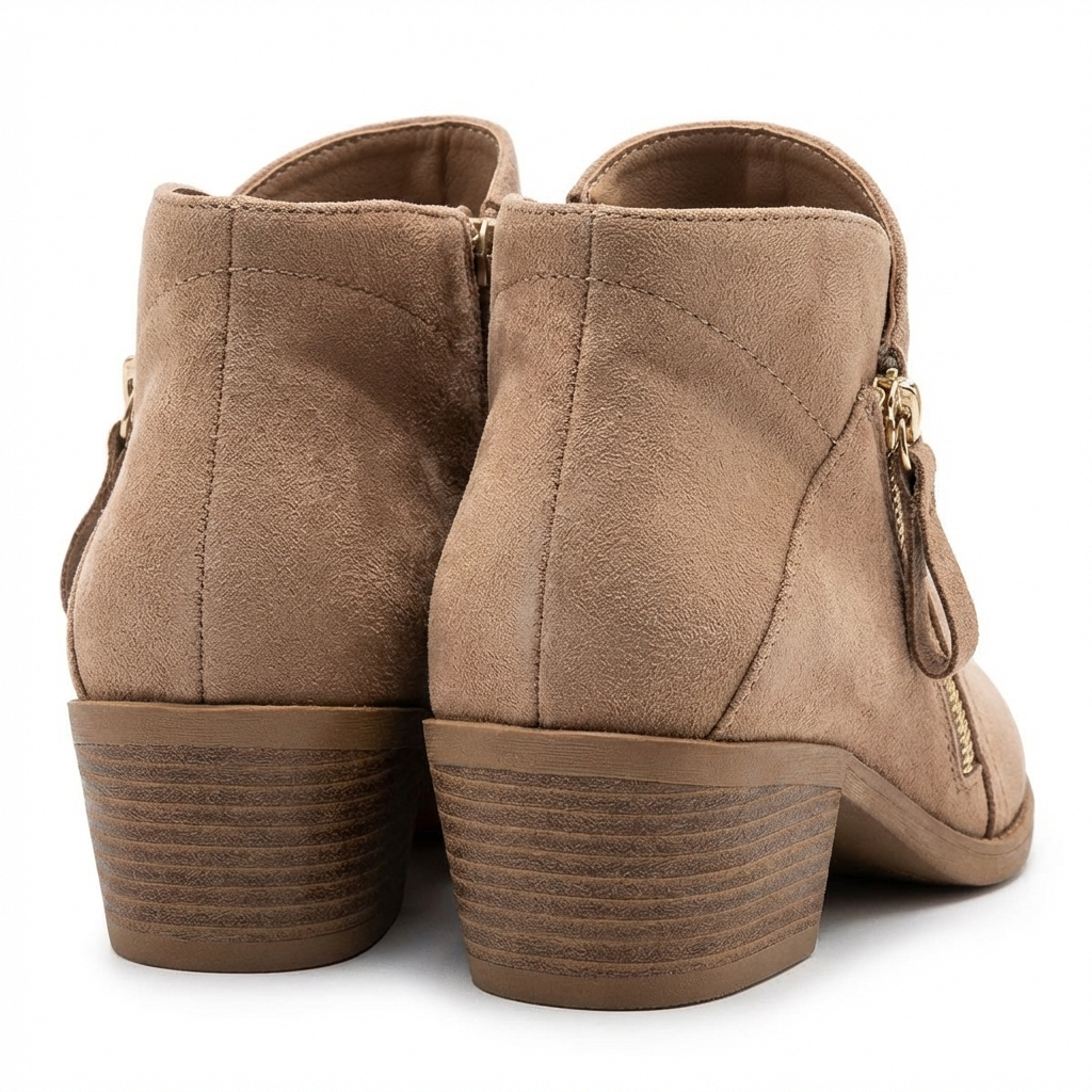 Santiag basse beige Daim Femme - Zip