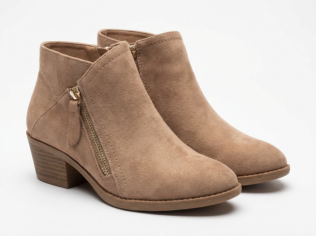Santiag basse beige Daim Femme - Zip