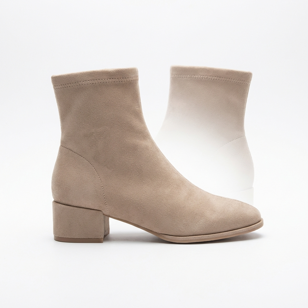Bottine beige Daim Synthétique Femme - Style minimaliste