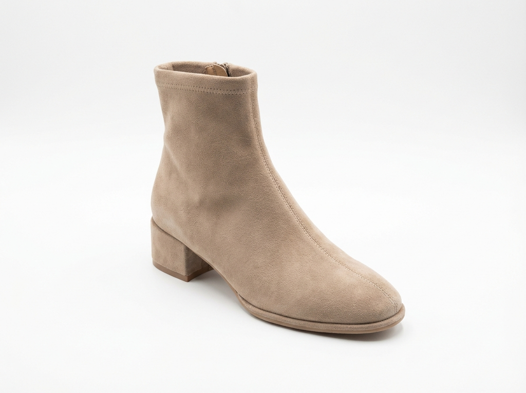 Bottine beige Daim Synthétique Femme - Style minimaliste