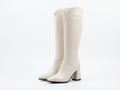 Botte haute blanc Simili Cuir Femme - Bout pointu