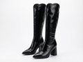 Botte haute noir Simili Cuir Femme - Bout pointu