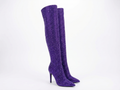 Botte haute violet Daim Synthétique Femme - Style cowboy, étincelant
