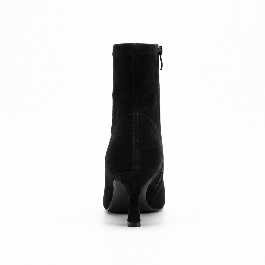 Bottine noir Daim Femme - Style cowboy, talon incurvé