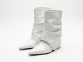 Botte haute blanc Synthétique Femme - Tige froncée, talon compensé