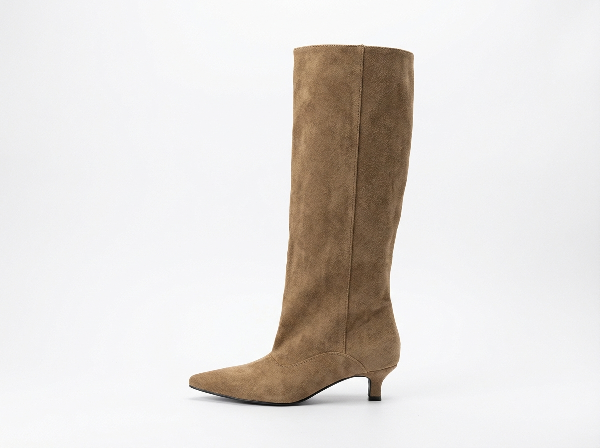 Botte haute marron clair Daim Synthétique Femme - Bout pointu