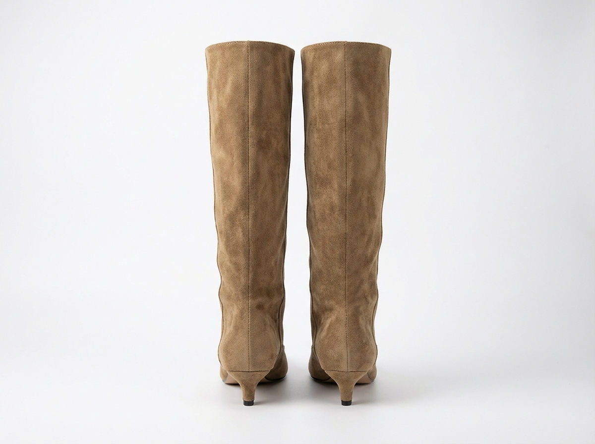 Botte haute marron clair Daim Synthétique Femme - Bout pointu