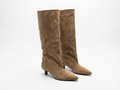Botte haute marron clair Daim Synthétique Femme - Bout pointu