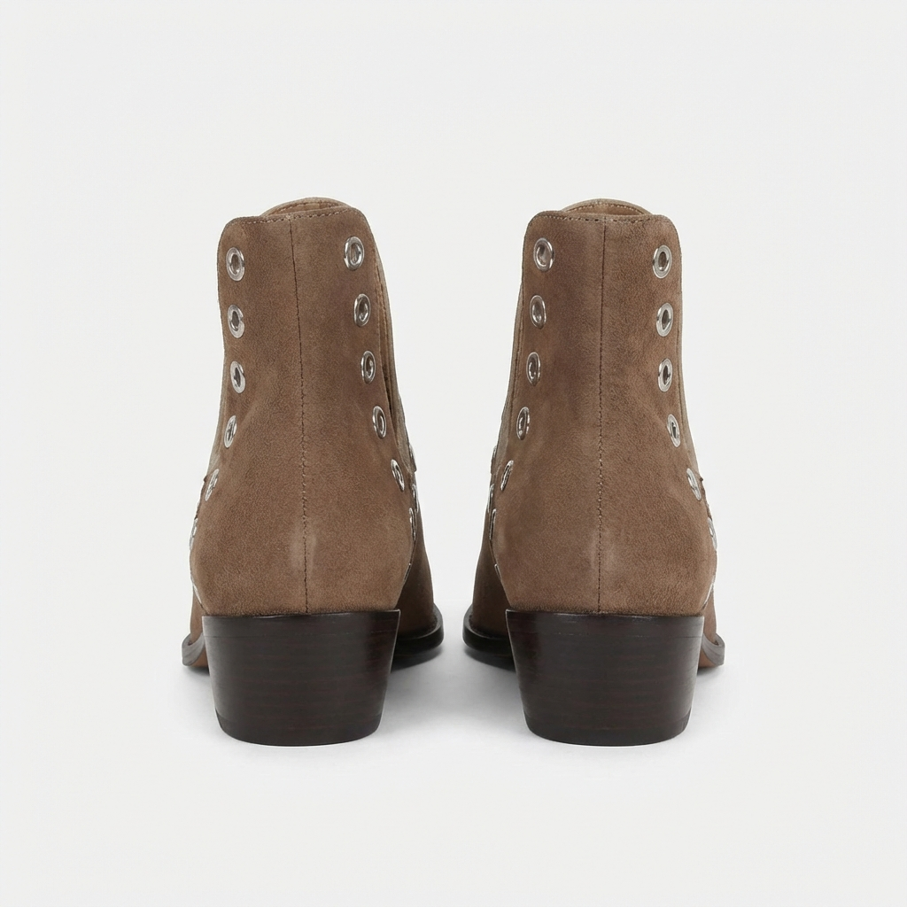 Santiag mi-haute marron Simili Cuir Femme - Œillets métalliques