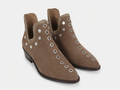 Santiag mi-haute marron Simili Cuir Femme - Œillets métalliques