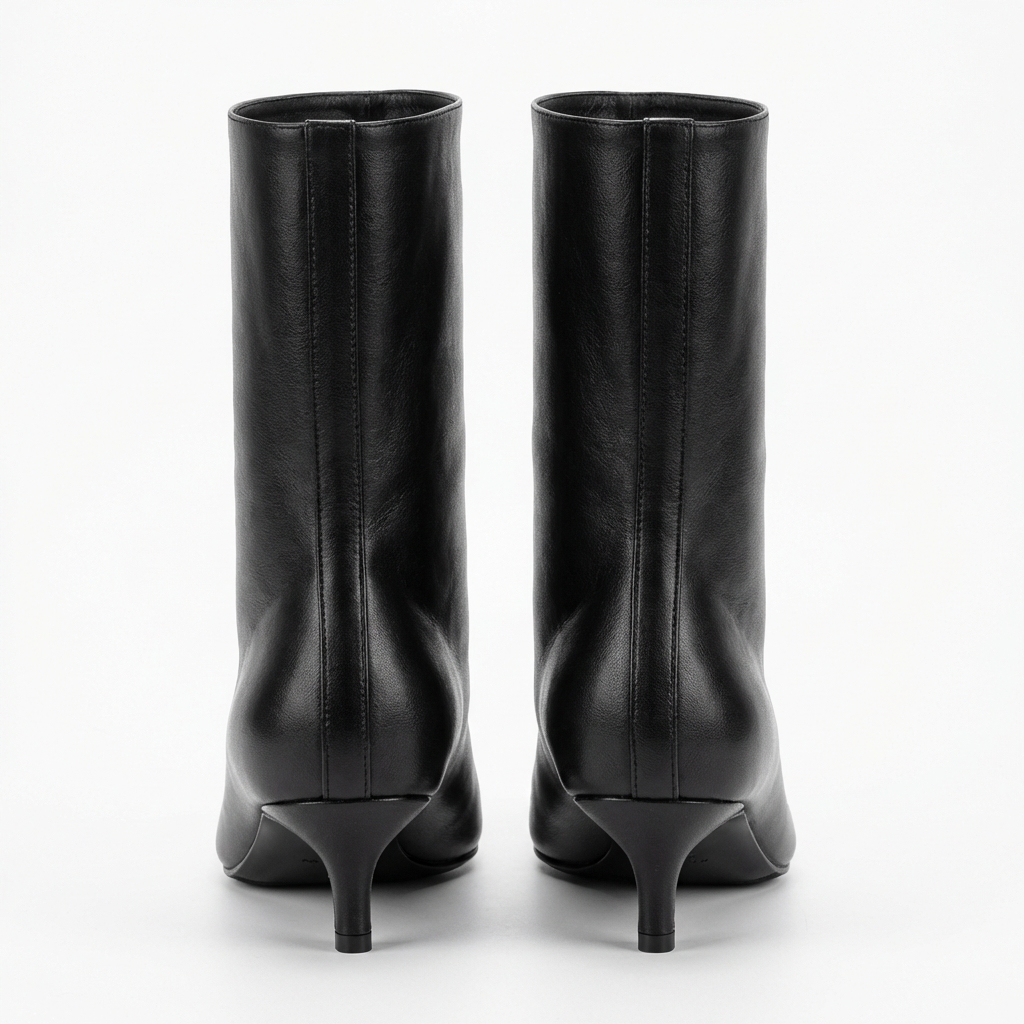 Botte haute noir Simili Cuir Femme - Style minimaliste