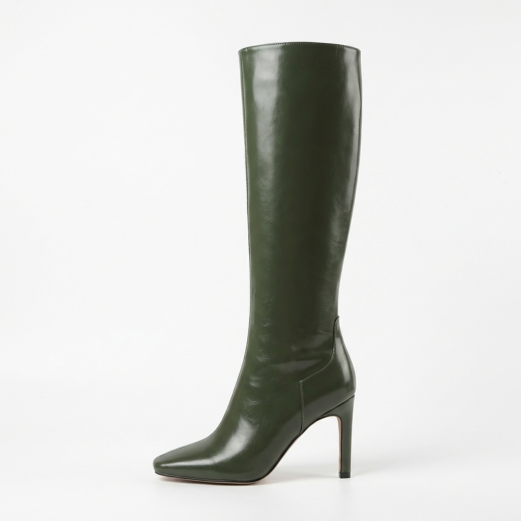 Botte haute vert Simili Cuir Femme - Talon aiguille