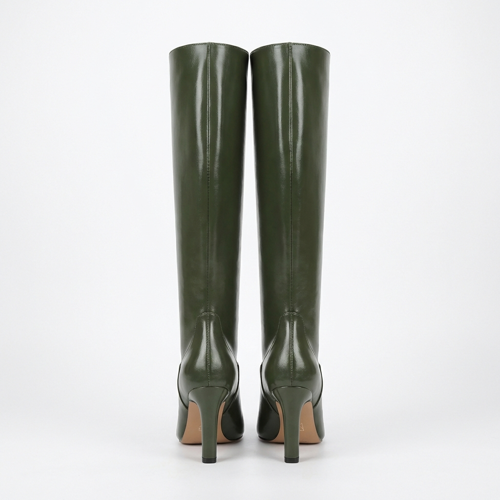 Botte haute vert Simili Cuir Femme - Talon aiguille