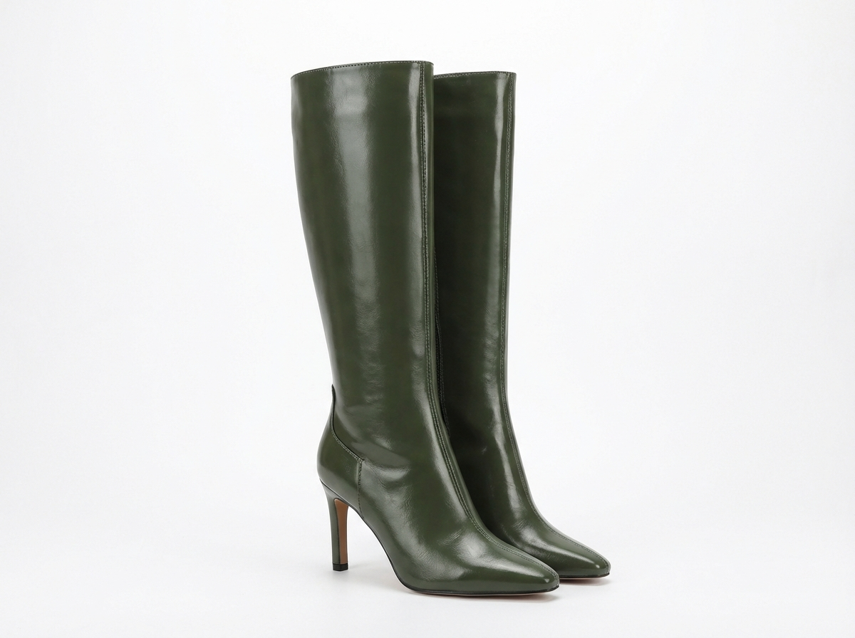 Botte haute vert Simili Cuir Femme - Talon aiguille